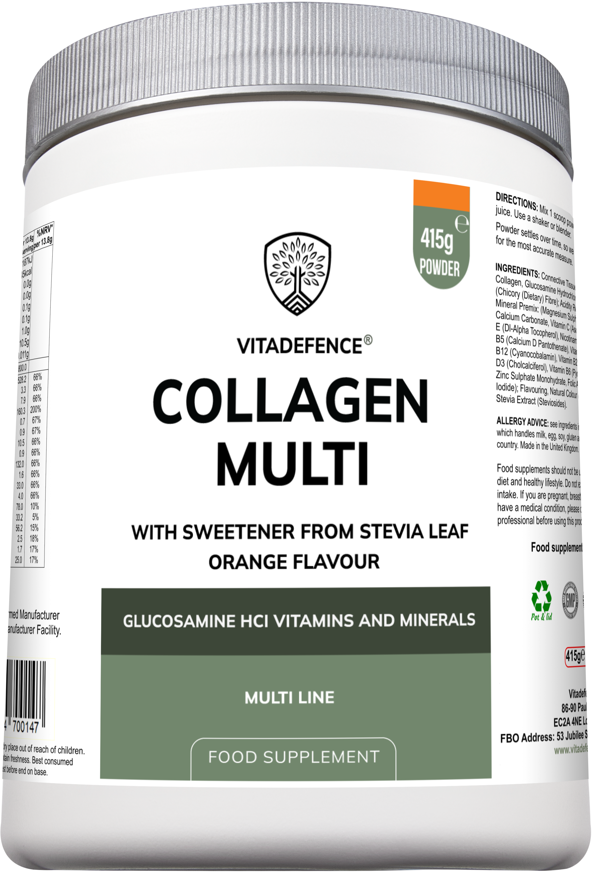 Collagen Multi – Orange Flavour with Glucosamine, Vitamins & Minerals