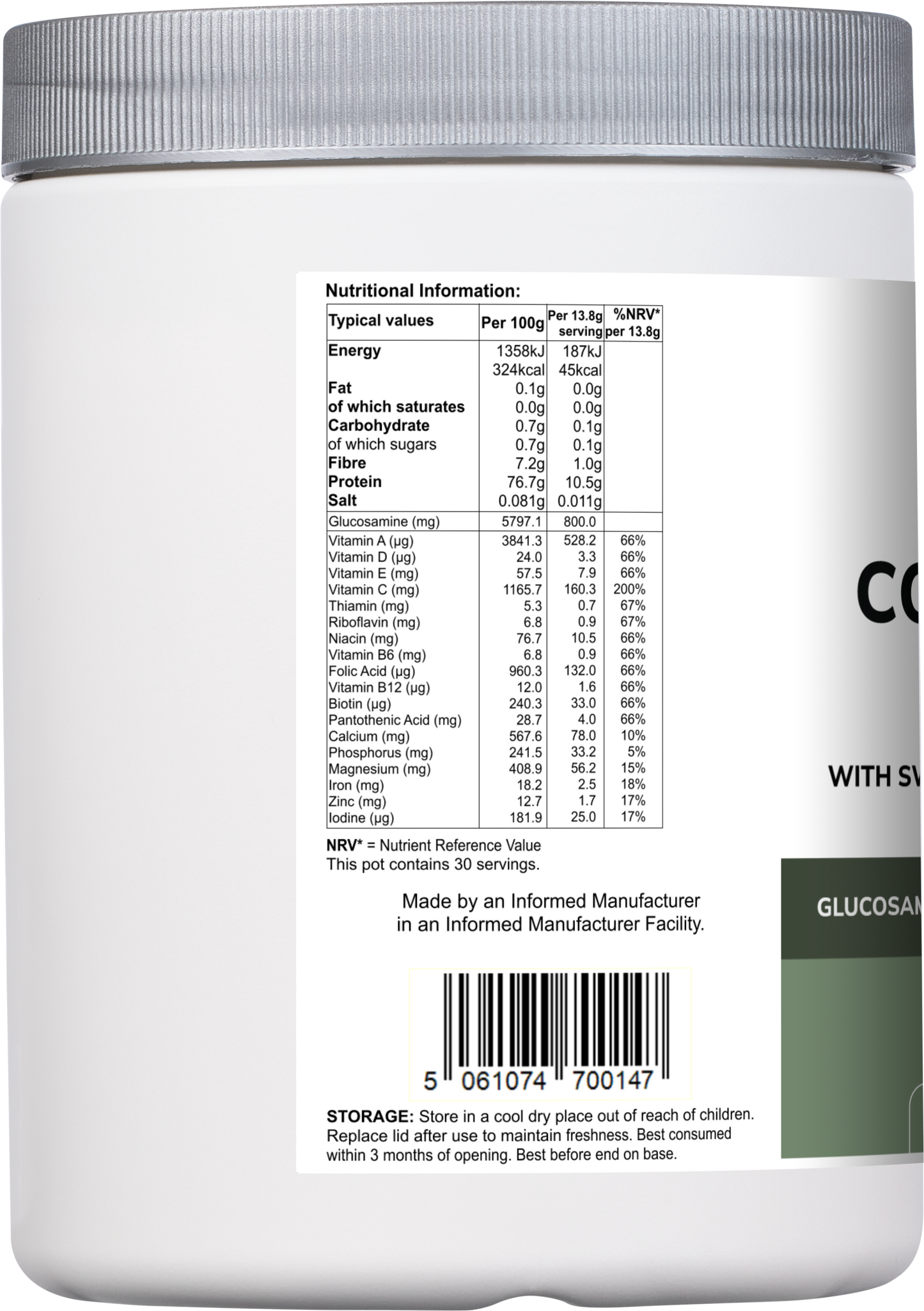 Vitadefence® Collagen Multi | Orange Flavour Powder with Glucosamine, Vitamins & Minerals – 415 g