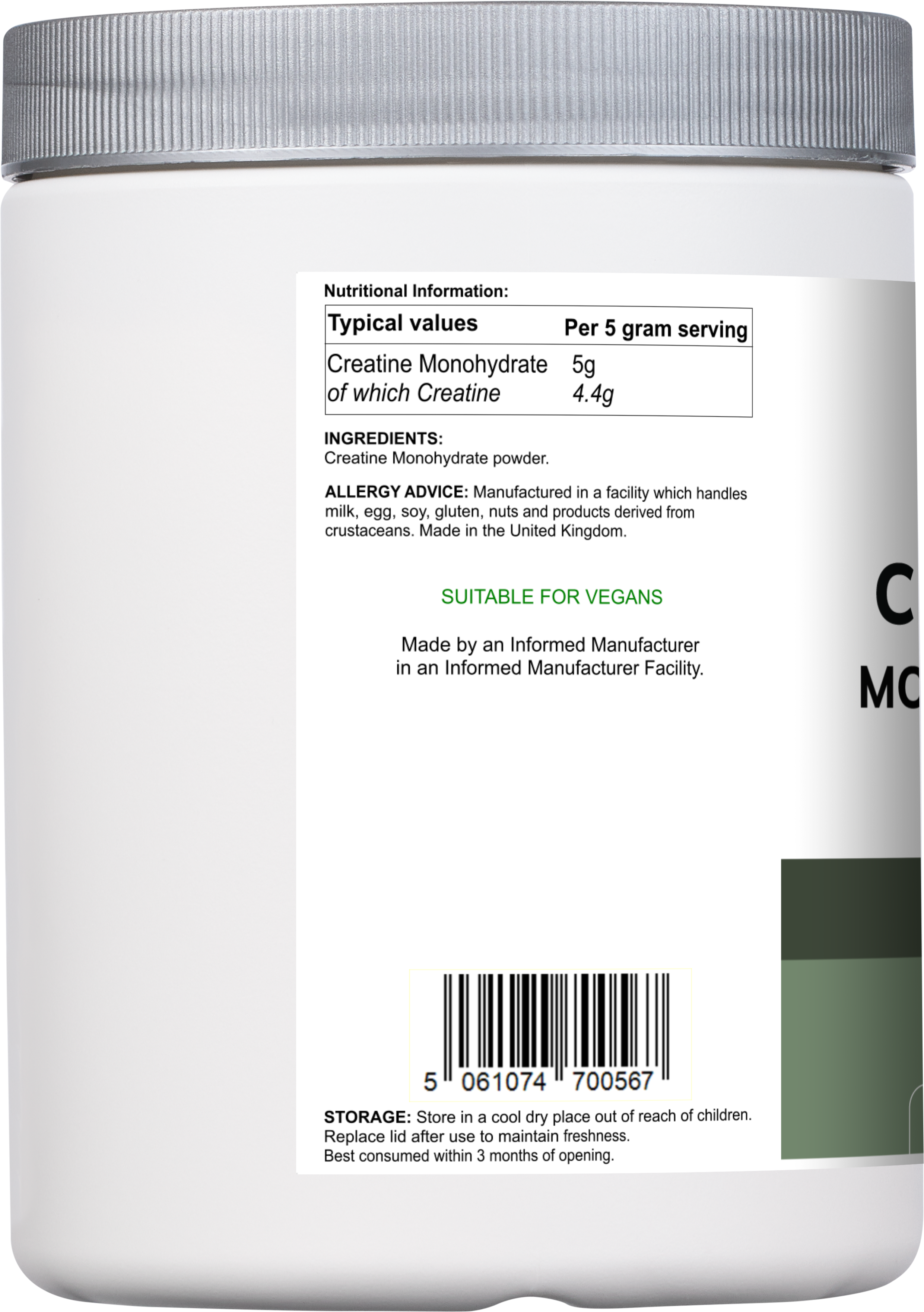 Creatine Monohydrate – 500g Powder