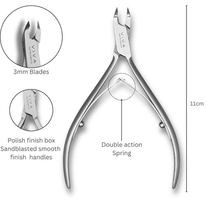 Cuticle Nipper Silver - 3mm Double Spring