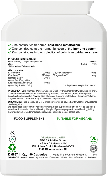 Vitadefence® Cranberry Multi | With D-Mannose, Zinc & Botanicals – 90 Vegan Capsules -  Vitadefence® - Vitadefence®
