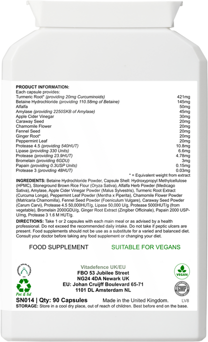 Vitadefence® Digestive Enzyme Multi | With Turmeric, Apple Cider Vinegar & Enzyme Blend – 90 Capsules -  Vitadefence® - Vitadefence®
