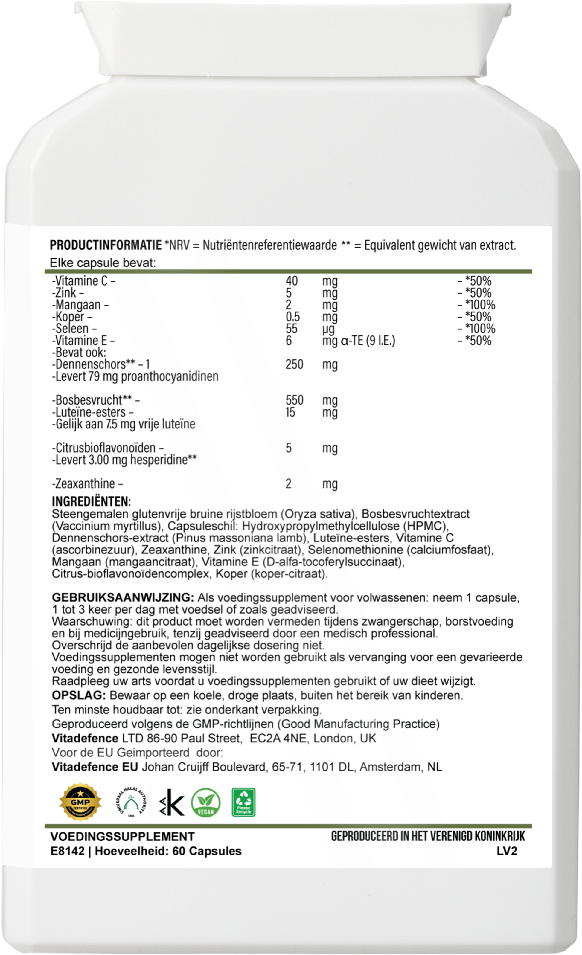 Bilberry Multi | With Pine Bark, Lutein, Zinc, Selenium & Vitamins – 60 Capsules -  Vitadefence® - Vitadefence®
