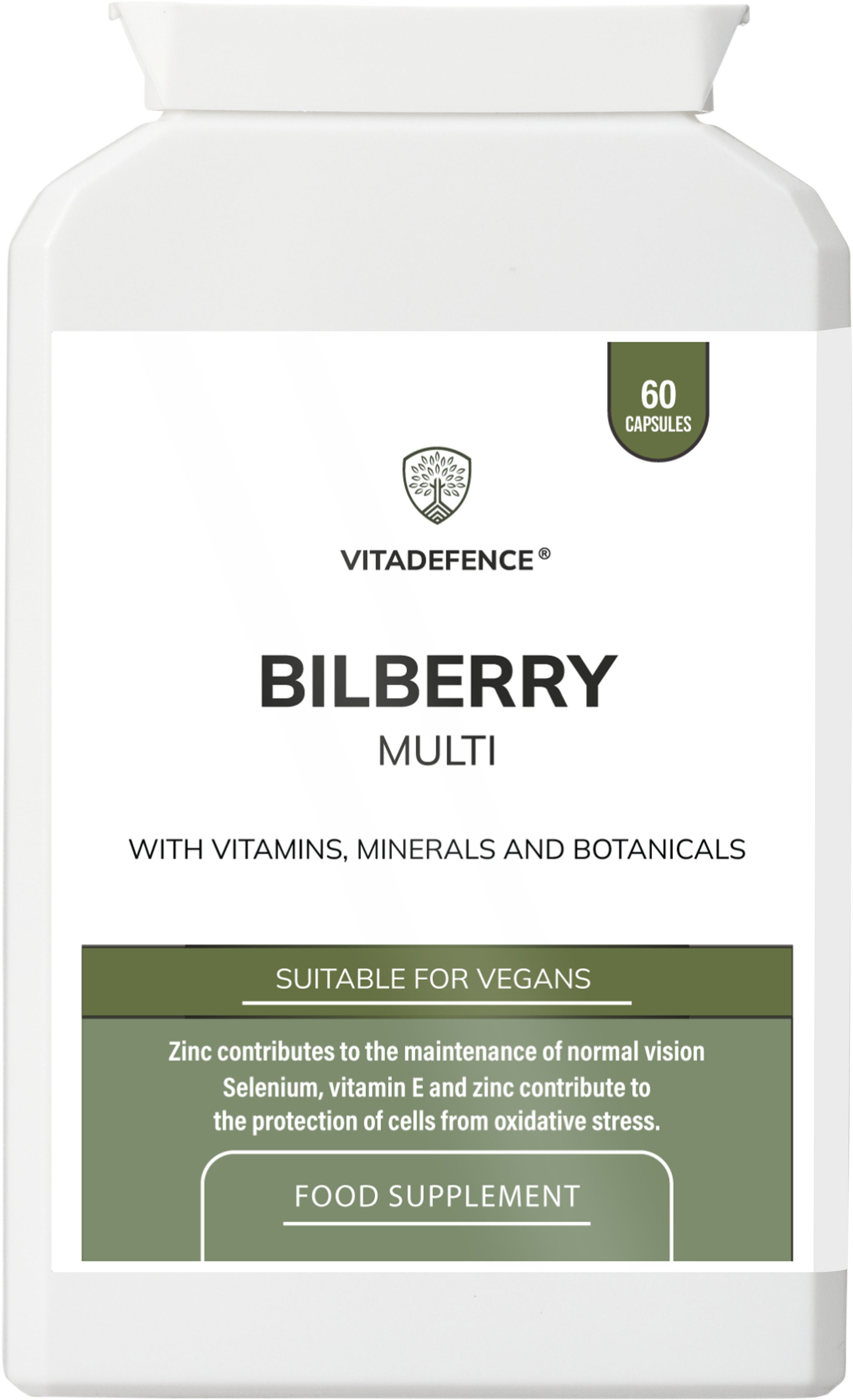 Vitadefence® Bilberry Multi | With Pine Bark, Lutein, Zinc, Selenium & Vitamins – 60 Capsules