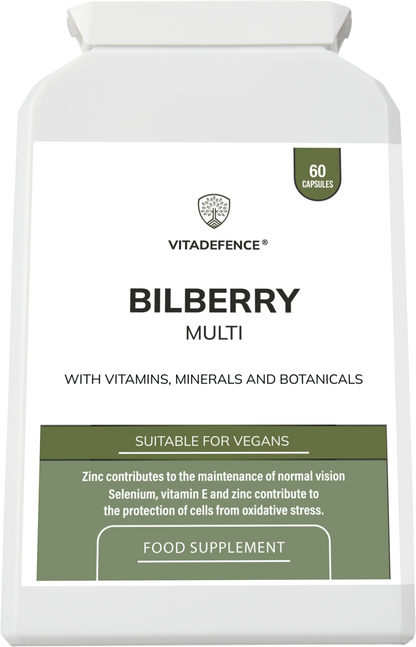 Vitadefence® Bilberry Multi | With Pine Bark, Lutein, Zinc, Selenium & Vitamins – 60 Capsules -  Vitadefence® - Vitadefence®
