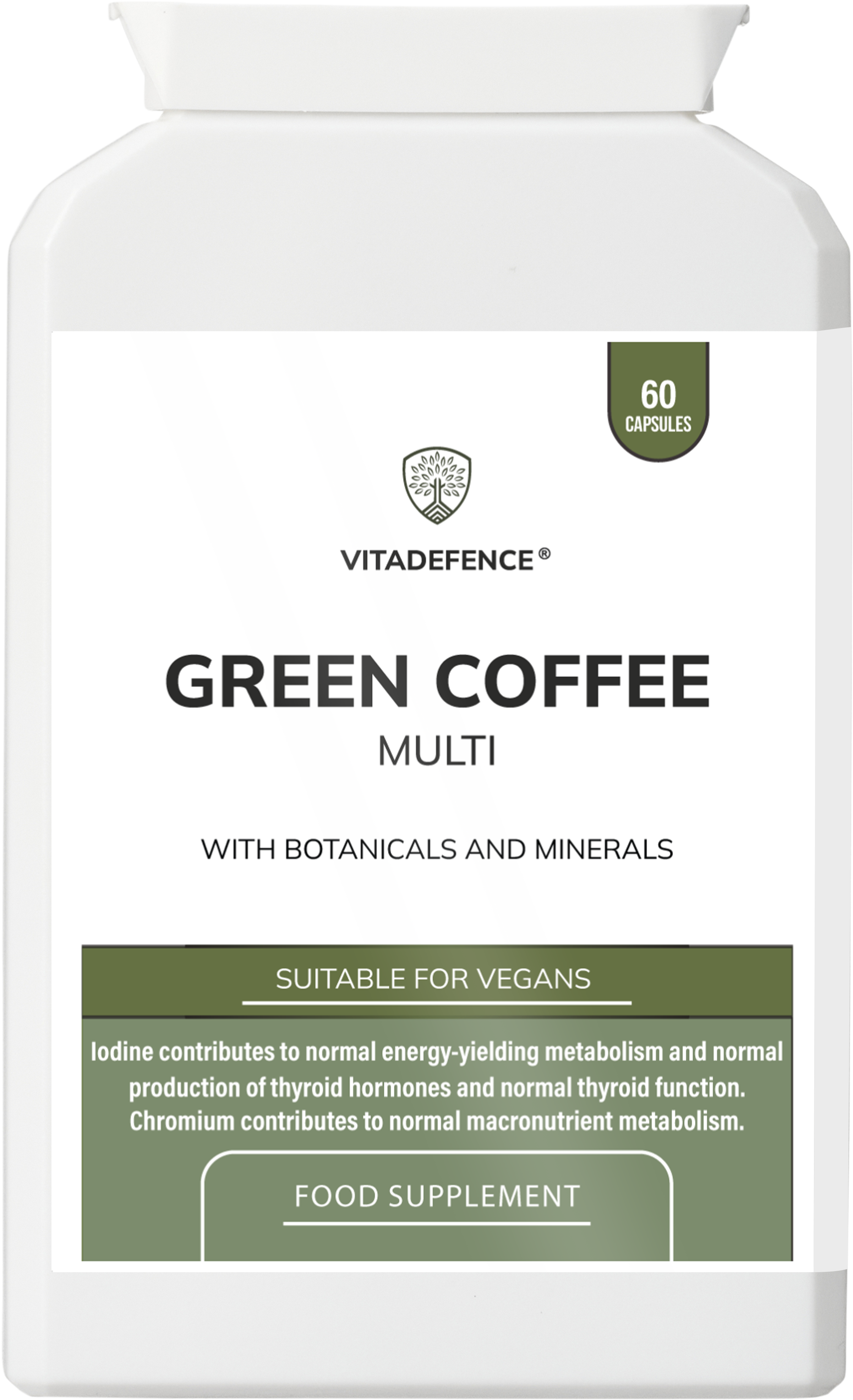 Vitadefence® Green Coffee Multi | With Chromium, Iodine & Botanicals – 60 Vegan Capsules
