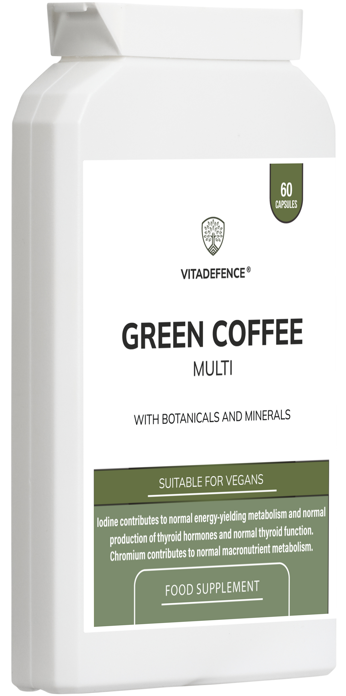 Vitadefence® Green Coffee Multi | With Chromium, Iodine & Botanicals – 60 Vegan Capsules