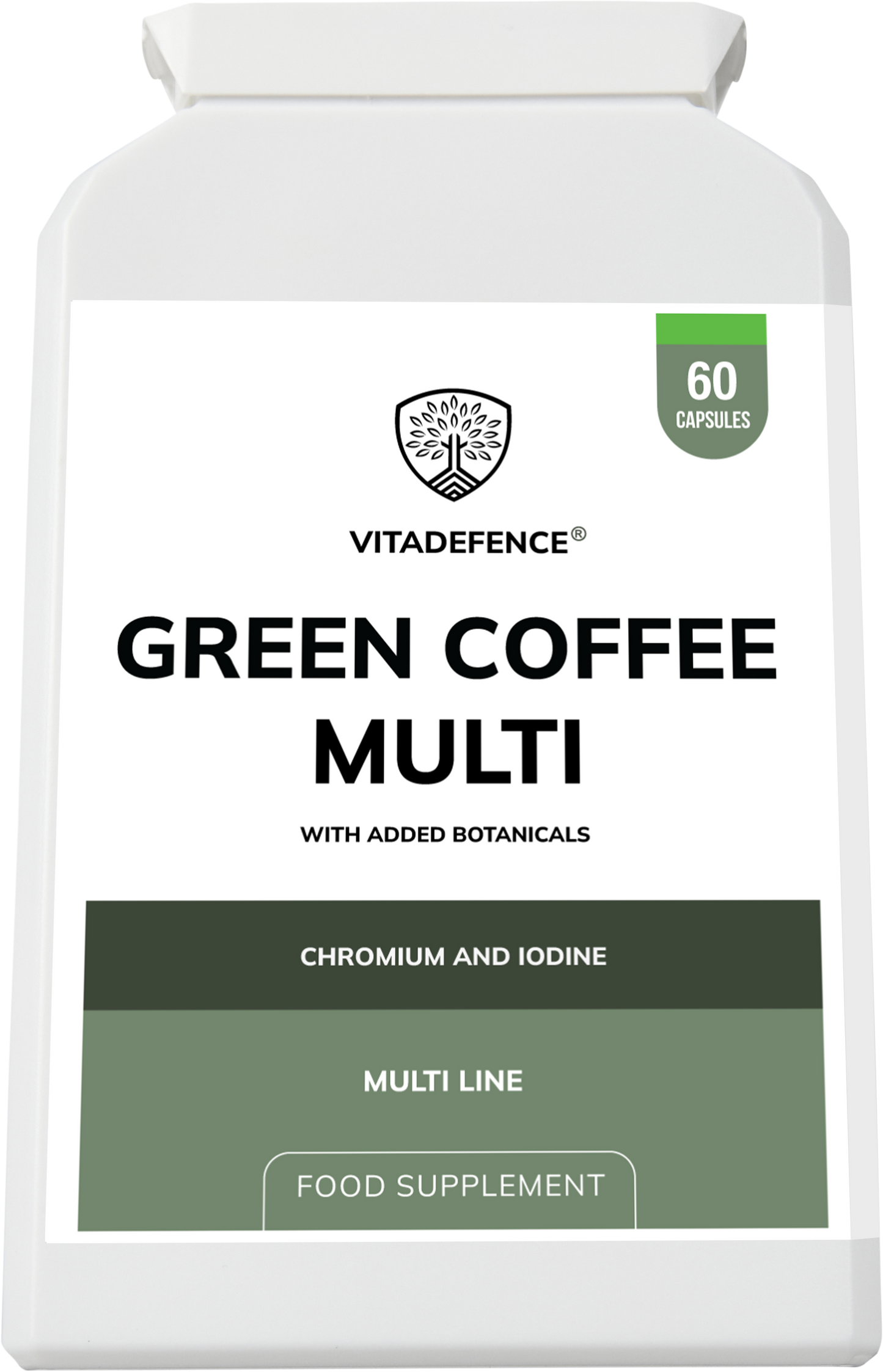 Vitadefence® Green Coffee Multi | With Chromium, Iodine & Botanicals – 60 Vegan Capsules