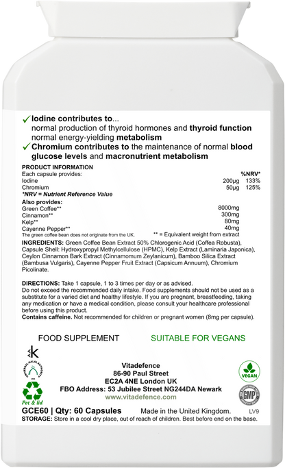 Vitadefence® Green Coffee Multi | With Chromium, Iodine & Botanicals – 60 Vegan Capsules