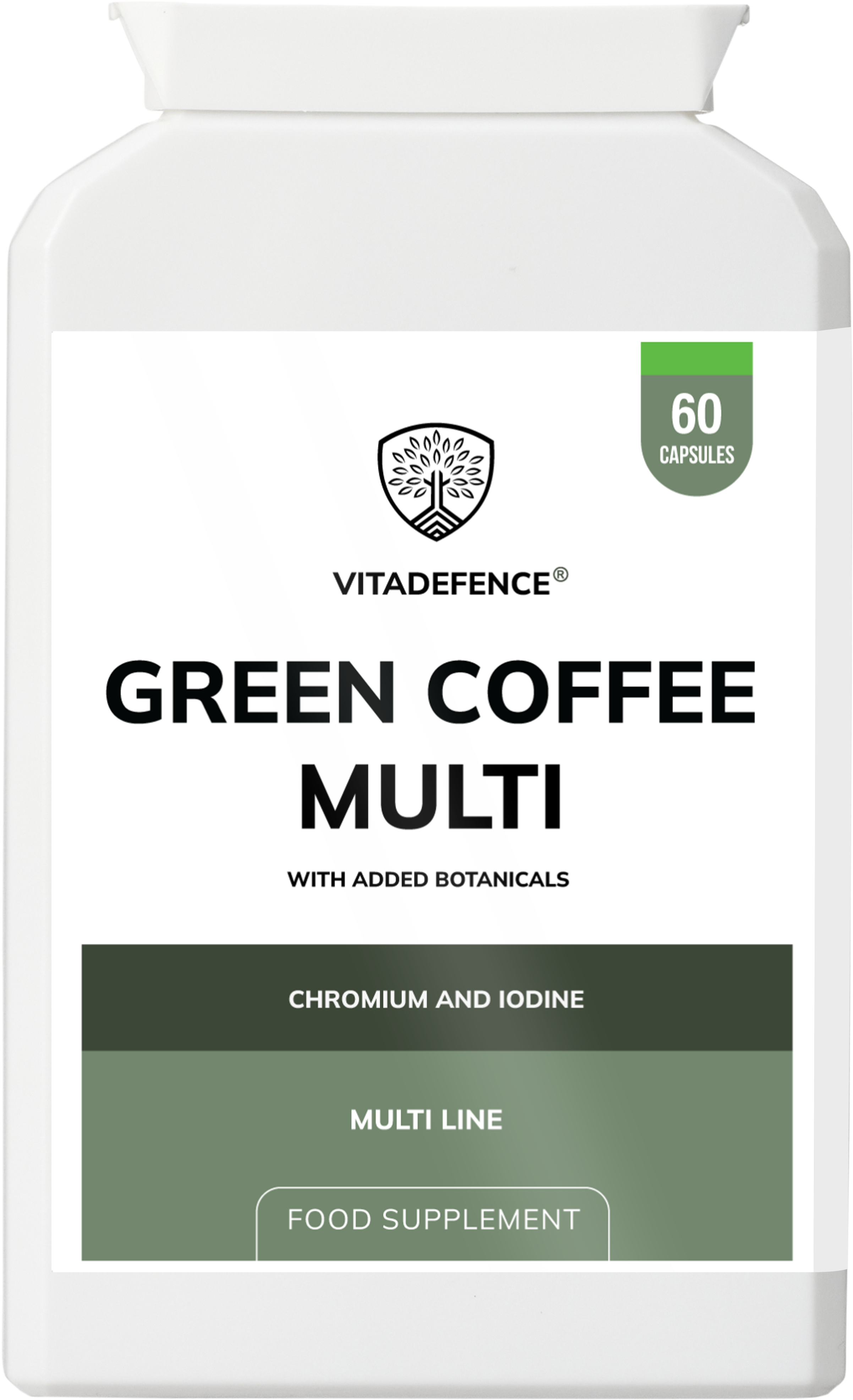 Vitadefence® Green Coffee Multi | With Chromium, Iodine & Botanicals – 60 Vegan Capsules