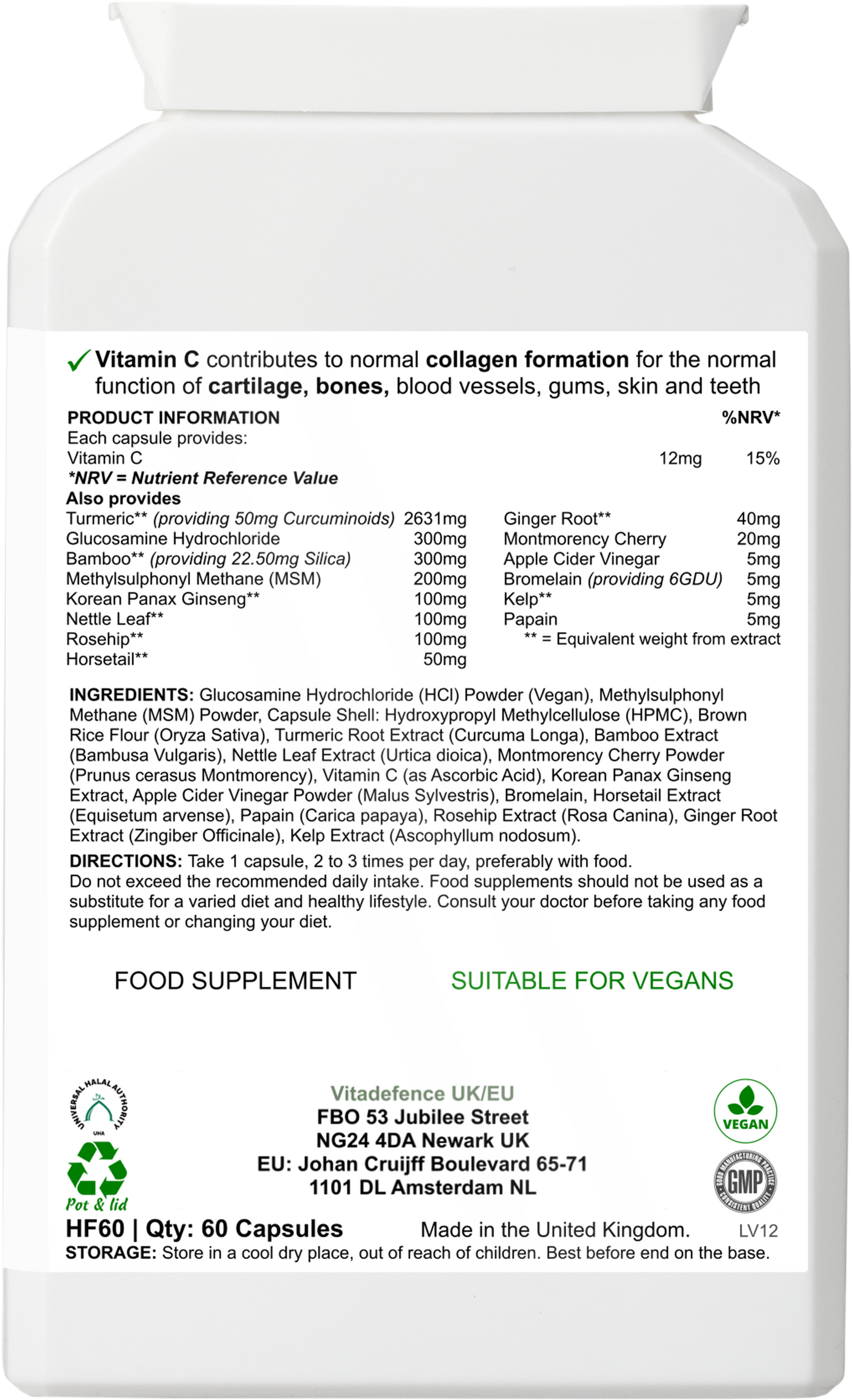 Vitadefence® Turmeric Multi | With Vitamin B6, Zinc & Botanicals – 60 Capsules