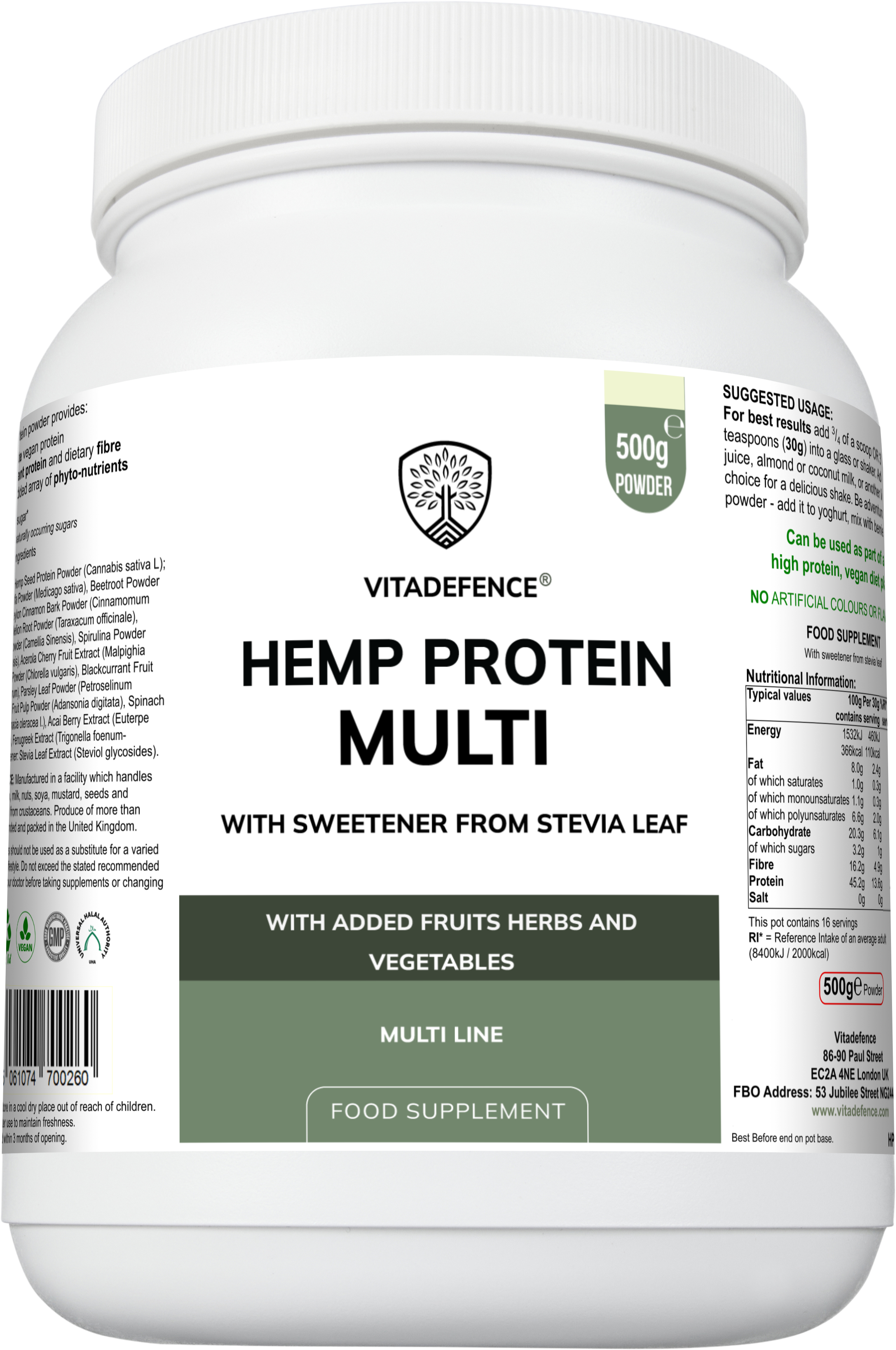 Hemp Protein Multi - Complete Plant-Based Superfood Powder