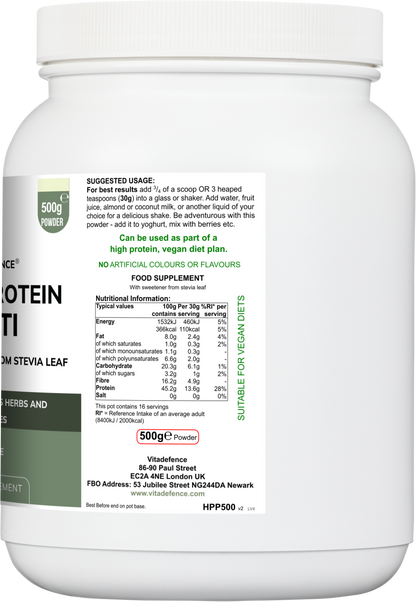 Vitadefence® Hemp Protein Multi | Plant-Based Protein Powder with Fruits, Herbs & Vegetables – 500 g