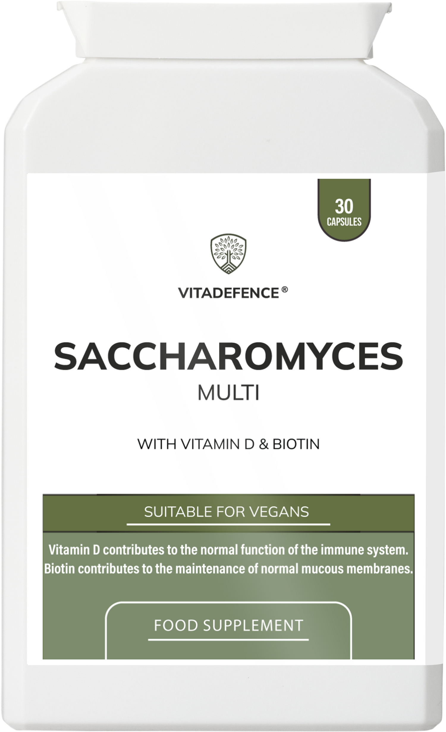 Vitadefence® Saccharomyces Multi | With Vitamin D3, Biotin, Olive Leaf & Bamboo Silica – 30 Capsules