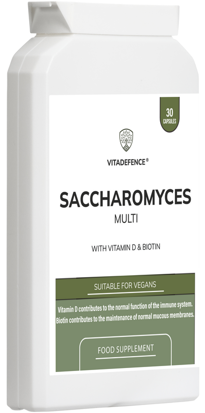 Vitadefence® Saccharomyces Multi | With Vitamin D3, Biotin, Olive Leaf & Bamboo Silica – 30 Capsules