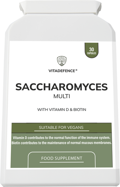 Vitadefence® Saccharomyces Multi | With Vitamin D3, Biotin, Olive Leaf & Bamboo Silica – 30 Capsules