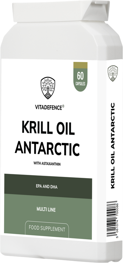 Vitadefence® Krill Oil Antarctic | 500 mg with EPA, DHA & Astaxanthin – 60 Softgels