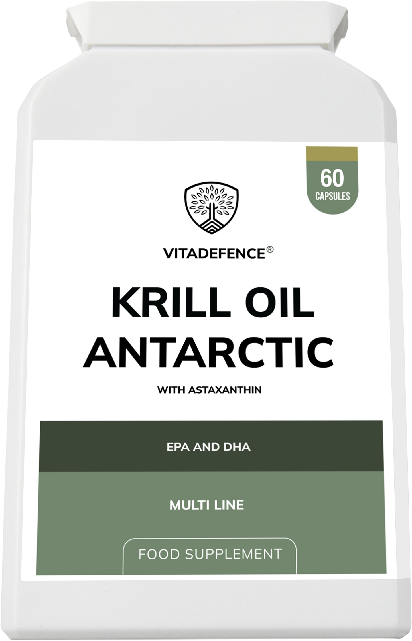 Vitadefence® Krill Oil Antarctic | 500 mg with EPA, DHA & Astaxanthin – 60 Softgels