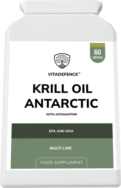 Vitadefence® Krill Oil Antarctic | 500 mg with EPA, DHA & Astaxanthin – 60 Softgels