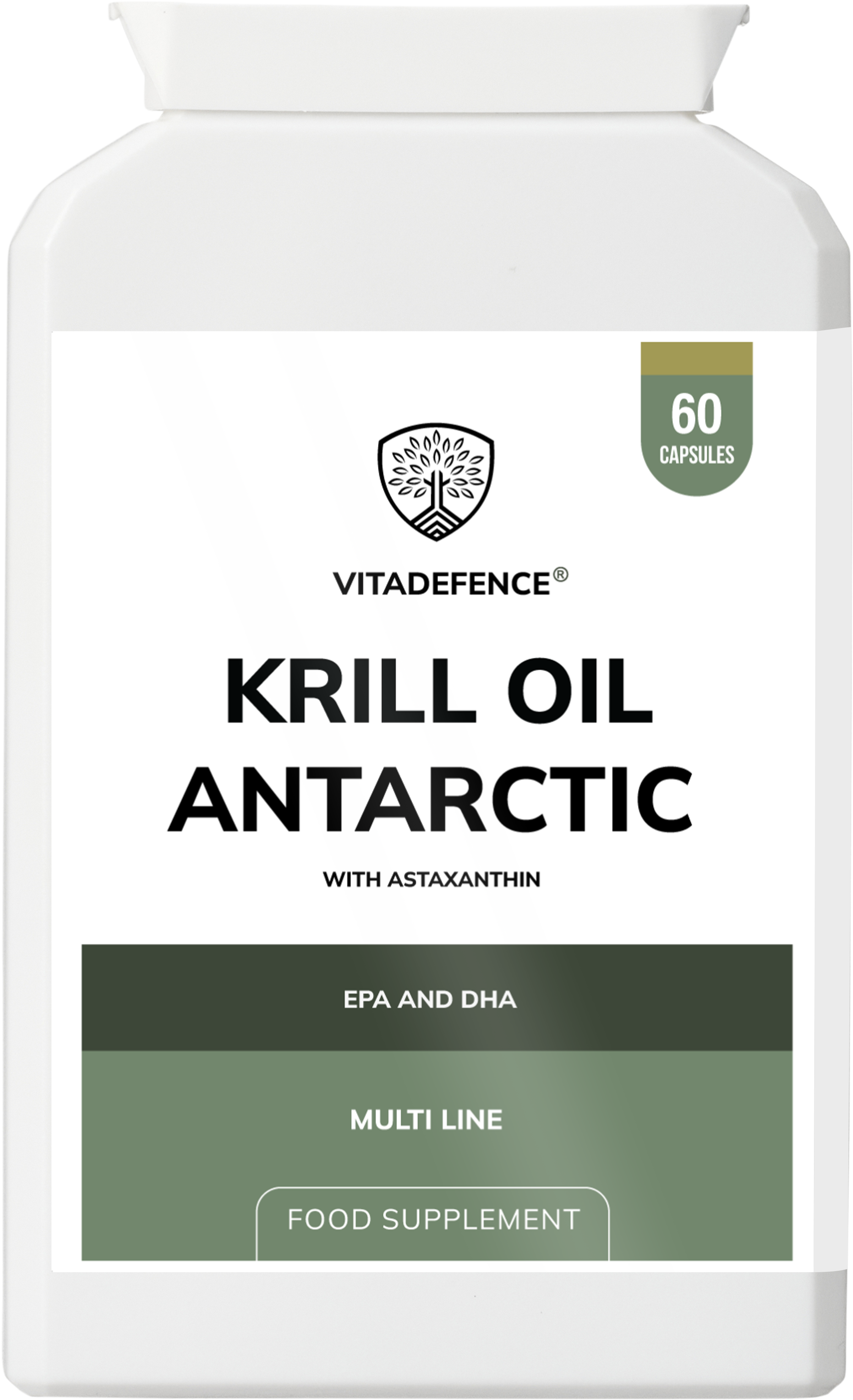 Vitadefence® Krill Oil Antarctic | 500 mg with EPA, DHA & Astaxanthin – 60 Softgels