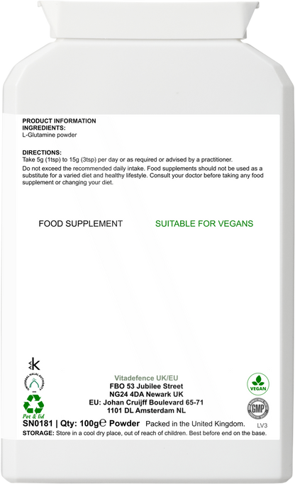 Vitadefence® L-Glutamine Powder |  Vegan – 100 g -  Vitadefence® - Vitadefence®
