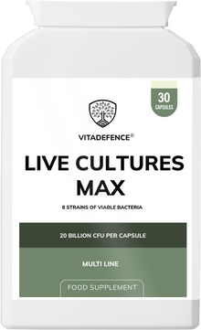 Vitadefence® Live Cultures Max | 8-Strain Formula, 20 Billion CFU – 30 Capsules