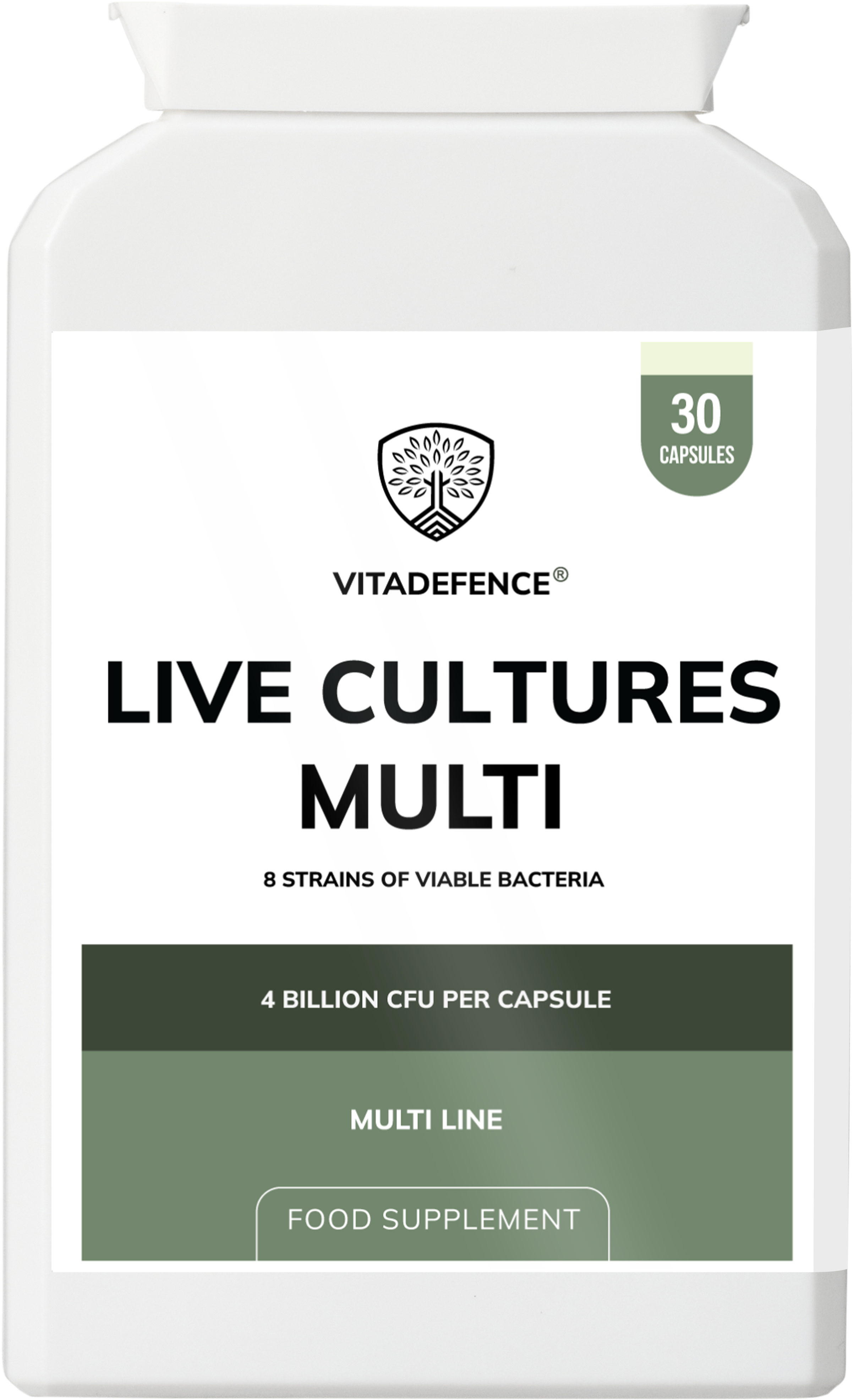 Live Cultures Multi – 8 Strains, 4 Billion CFU per Capsule | 30 Capsules | Vitadefence®