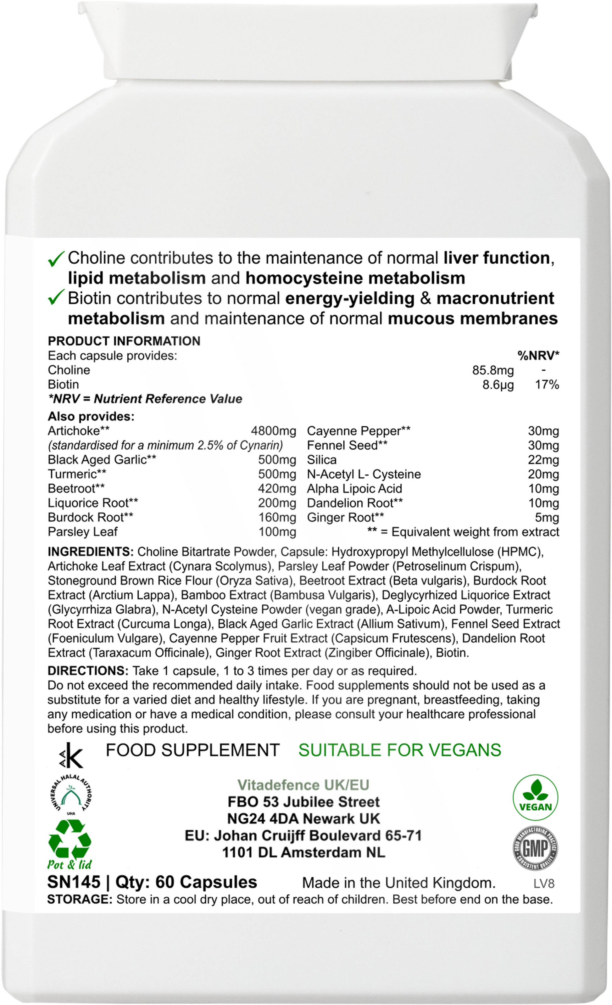 Vitadefence® Artichoke Multi | With Choline, Biotin & Botanicals – 60 Capsules -  Vitadefence® - Vitadefence®
