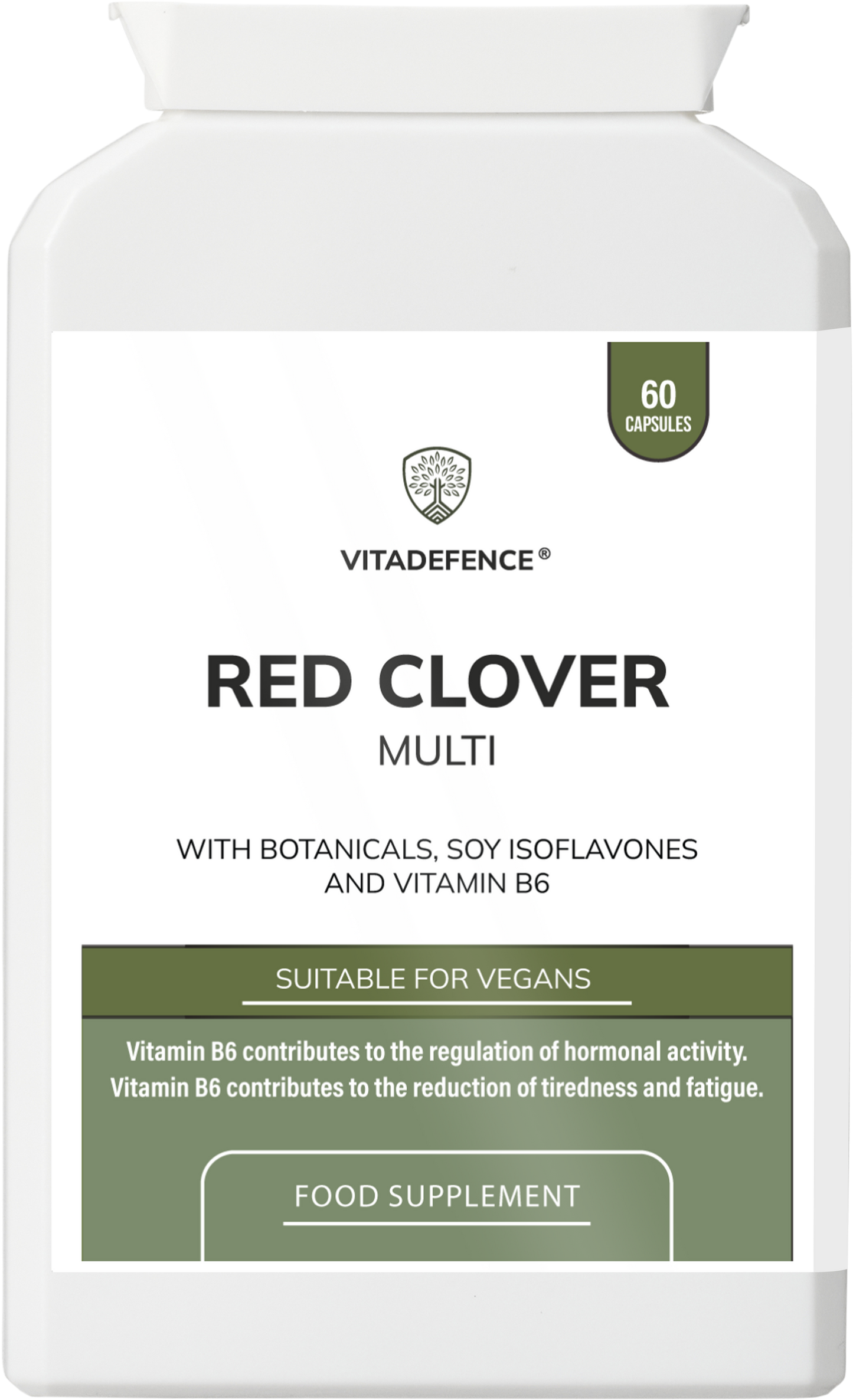 Vitadefence® Red Clover Multi | With Vitamin B6, Zinc, Sage & Siberian Ginseng – 60 Capsules
