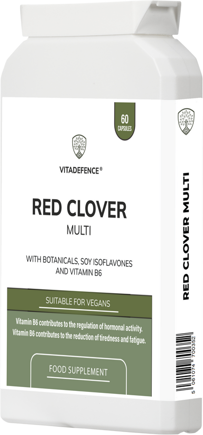 Vitadefence® Red Clover Multi | With Vitamin B6, Zinc, Sage & Siberian Ginseng – 60 Capsules