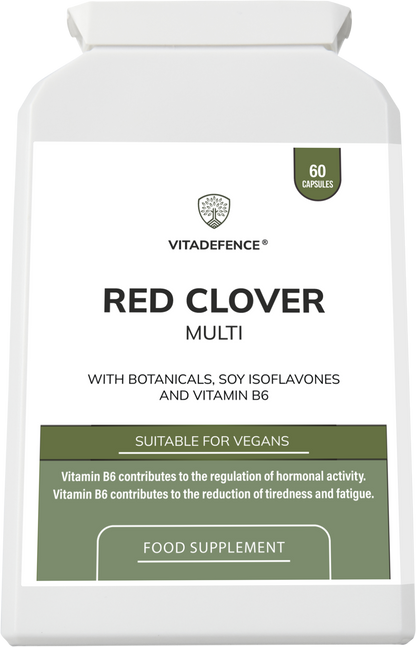 Vitadefence® Red Clover Multi | With Vitamin B6, Zinc, Sage & Siberian Ginseng – 60 Capsules
