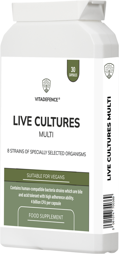 Vitadefence® Live Cultures Multi | 8 Strains, 4 Billion CFU – 30 Capsules