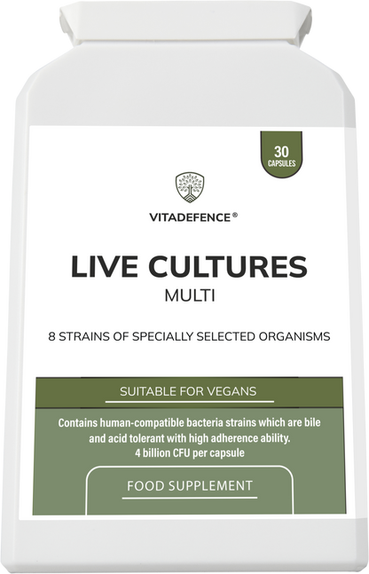 Vitadefence® Live Cultures Multi | 8 Strains, 4 Billion CFU – 30 Capsules