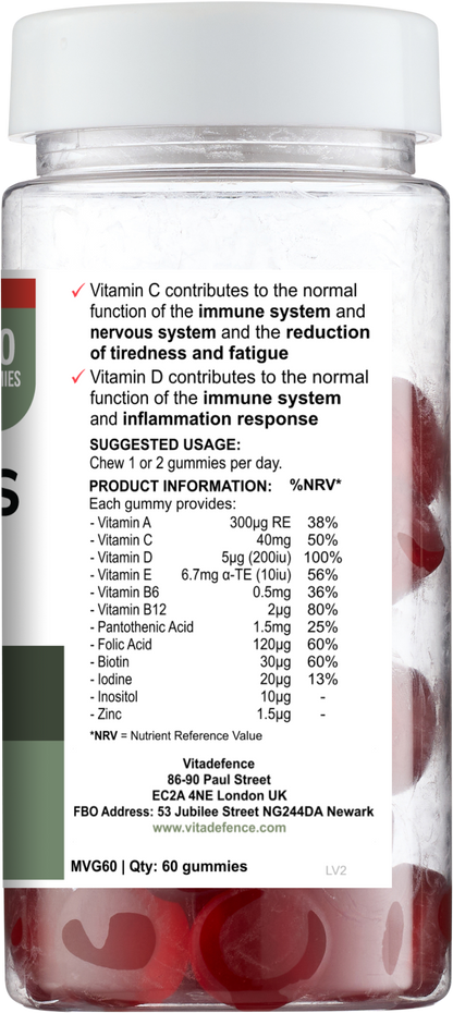 Vitadefence® Multi Gummies – Natural Strawberry Flavour – 60 Gummies