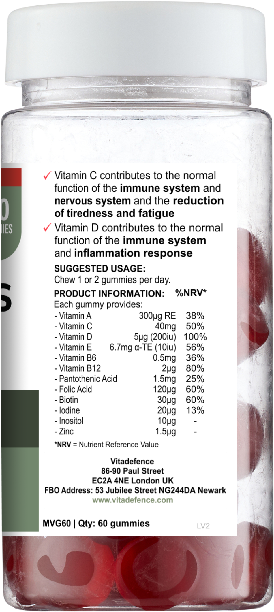 Vitadefence® Multi Gummies – Natural Strawberry Flavour – 60 Gummies