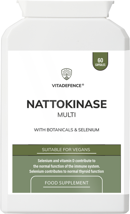 Vitadefence® Nattokinase Multi | With Vitamin D3, Selenium & Botanicals – 60 Capsules