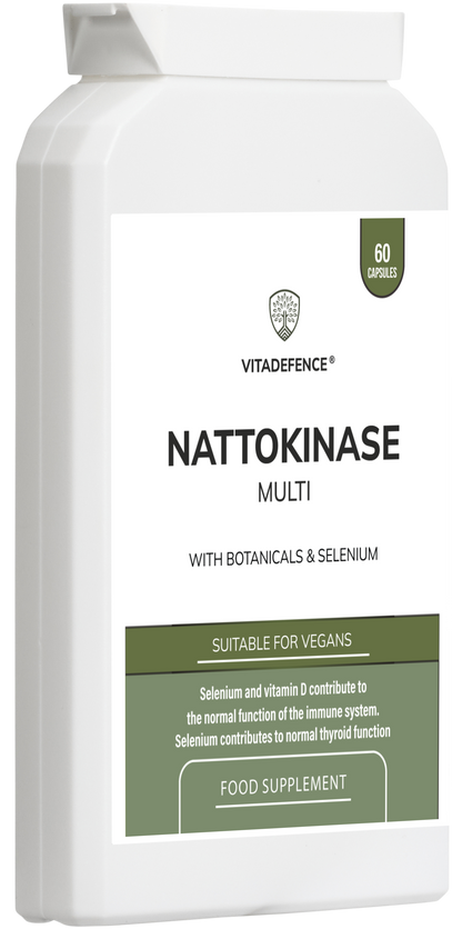 Vitadefence® Nattokinase Multi | With Vitamin D3, Selenium & Botanicals – 60 Capsules