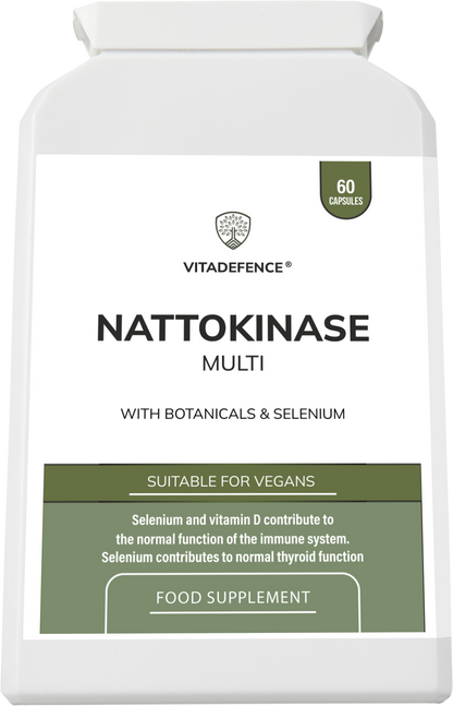 Vitadefence® Nattokinase Multi | With Vitamin D3, Selenium & Botanicals – 60 Capsules