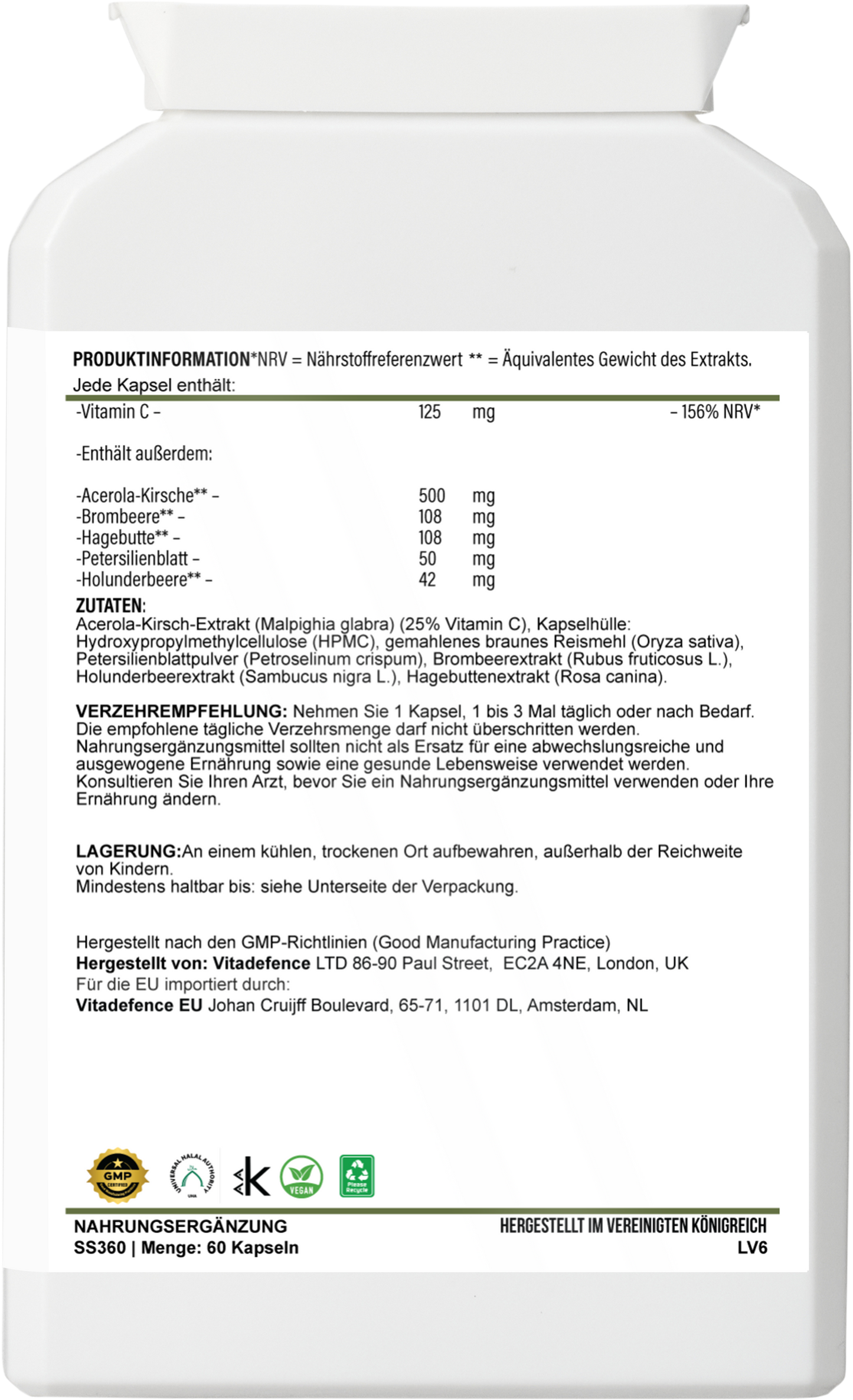 Vitamin C Capsules | Food-Based Acerola Vitamin C – 60 Vegan Capsules -  Vitadefence® - Vitadefence®
