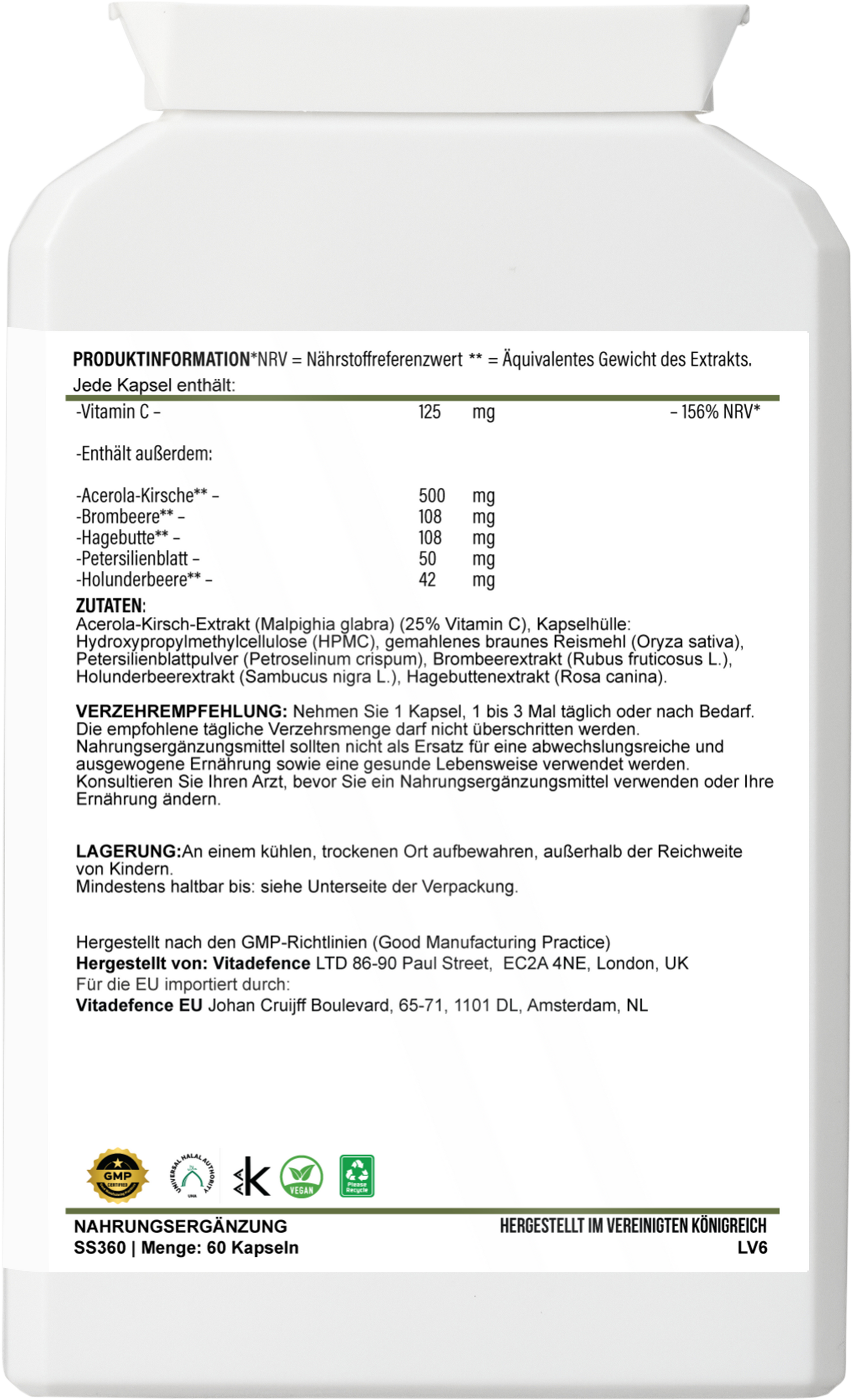 Vitamin C Capsules | Food-Based Acerola Vitamin C – 60 Vegan Capsules -  Vitadefence® - Vitadefence®
