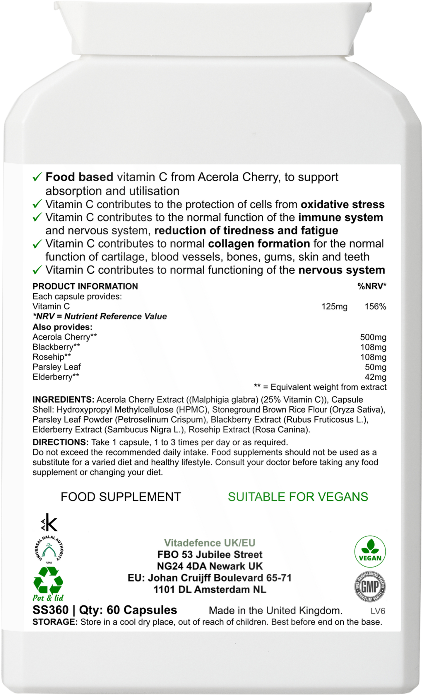 Vitadefence® Acerola Multi | Food-Based Vitamin C with Botanicals – 60 Capsules -  Vitadefence® - Vitadefence®
