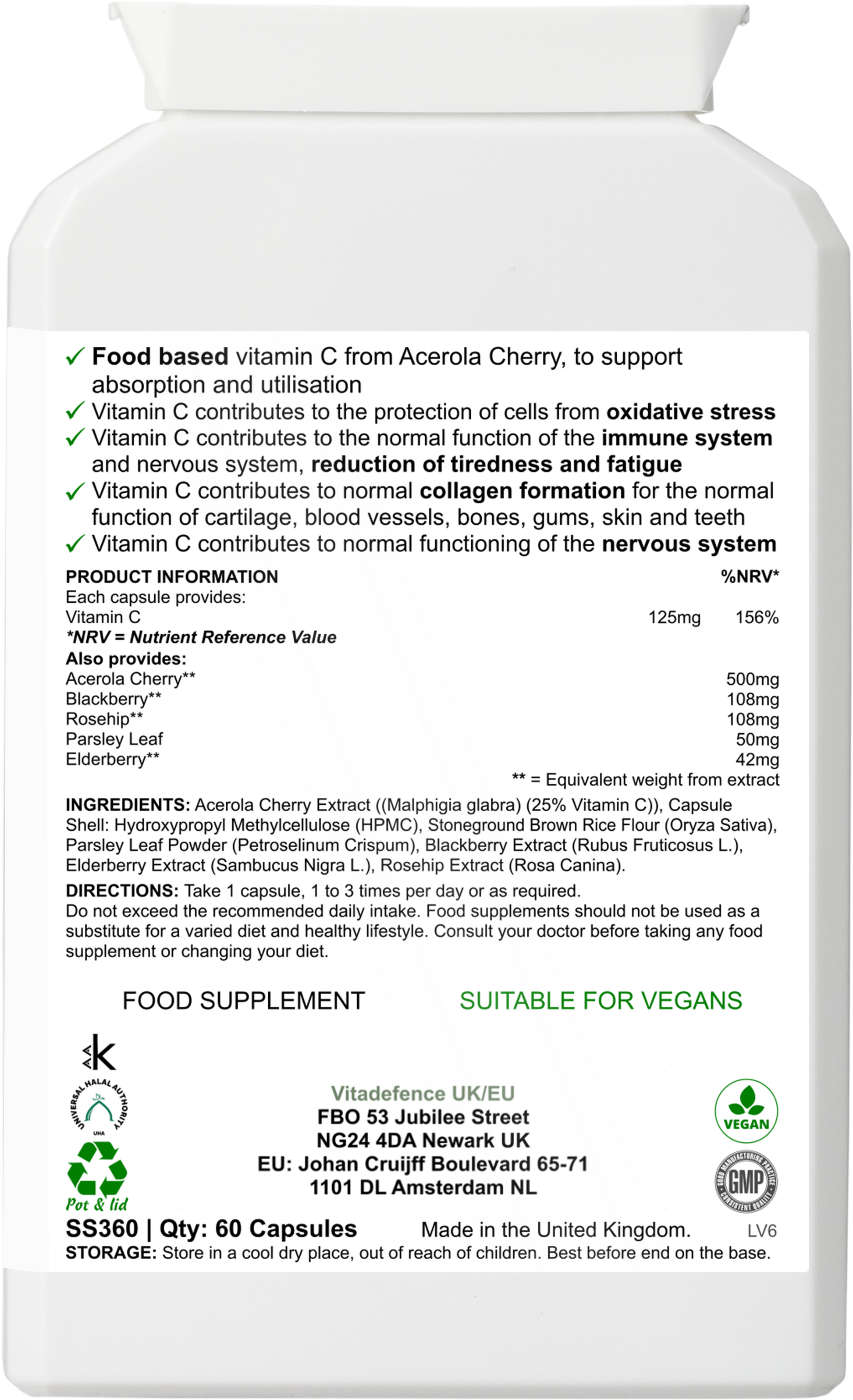 Vitadefence® Acerola Multi | Food-Based Vitamin C with Botanicals – 60 Capsules -  Vitadefence® - Vitadefence®
