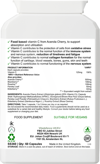 Vitadefence® Acerola Multi | Food-Based Vitamin C with Botanicals – 60 Capsules -  Vitadefence® - Vitadefence®
