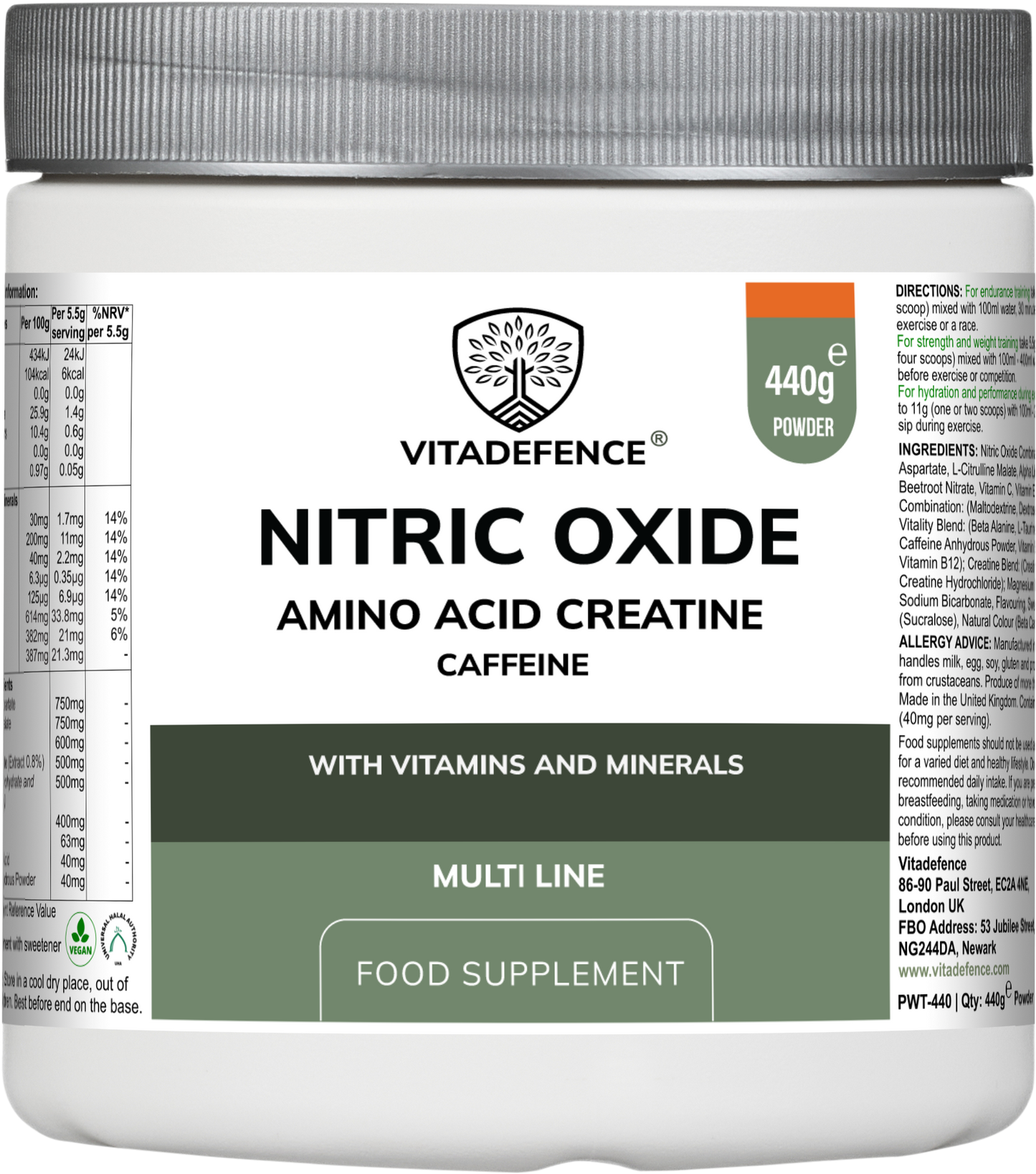 Vitadefence® Nitric Oxide Multi | L-Arginine, L-Citrulline & Beetroot – 60 Capsules
