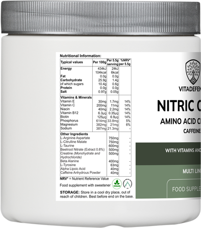 Vitadefence® Nitric Oxide Multi | L-Arginine, L-Citrulline & Beetroot – 60 Capsules