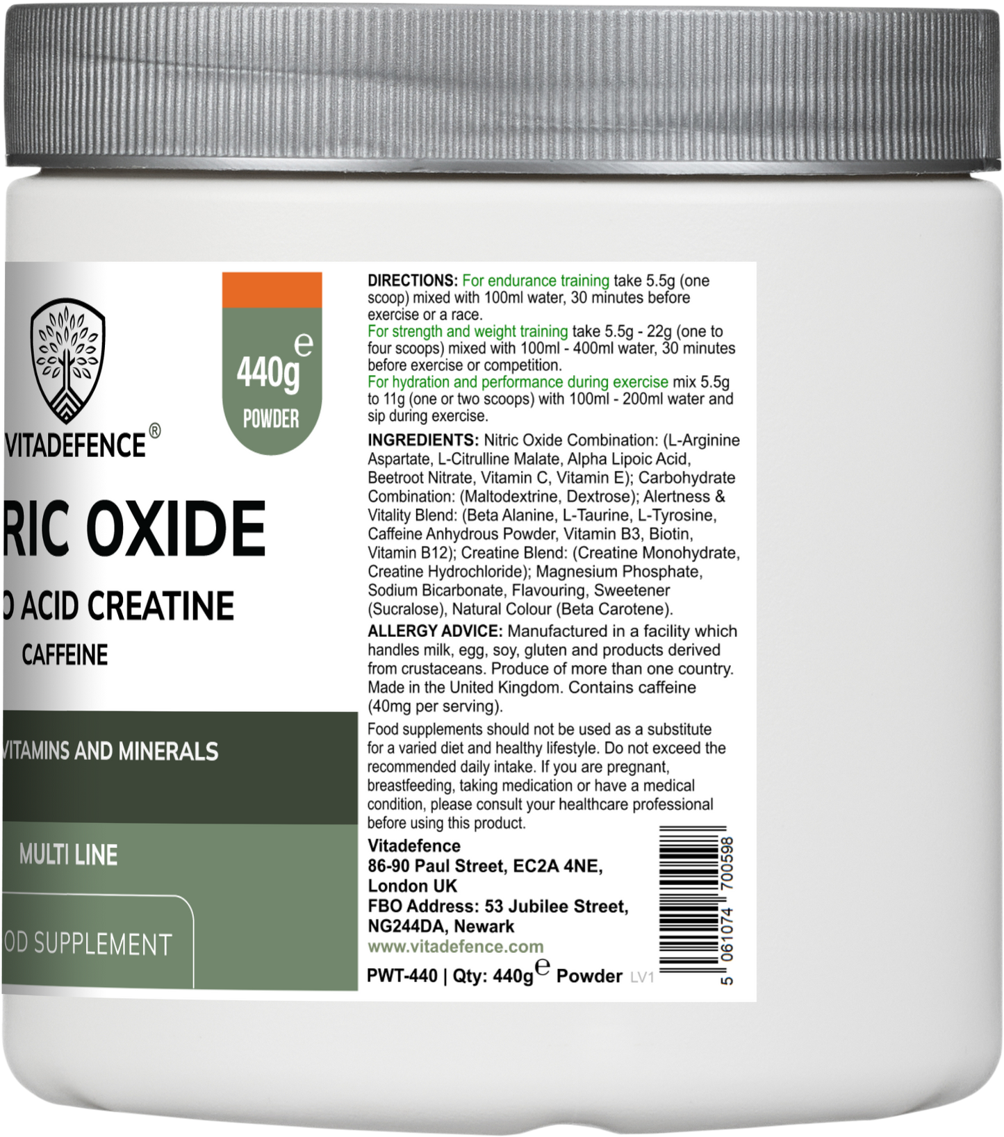 Vitadefence® Nitric Oxide Multi | L-Arginine, L-Citrulline & Beetroot – 60 Capsules