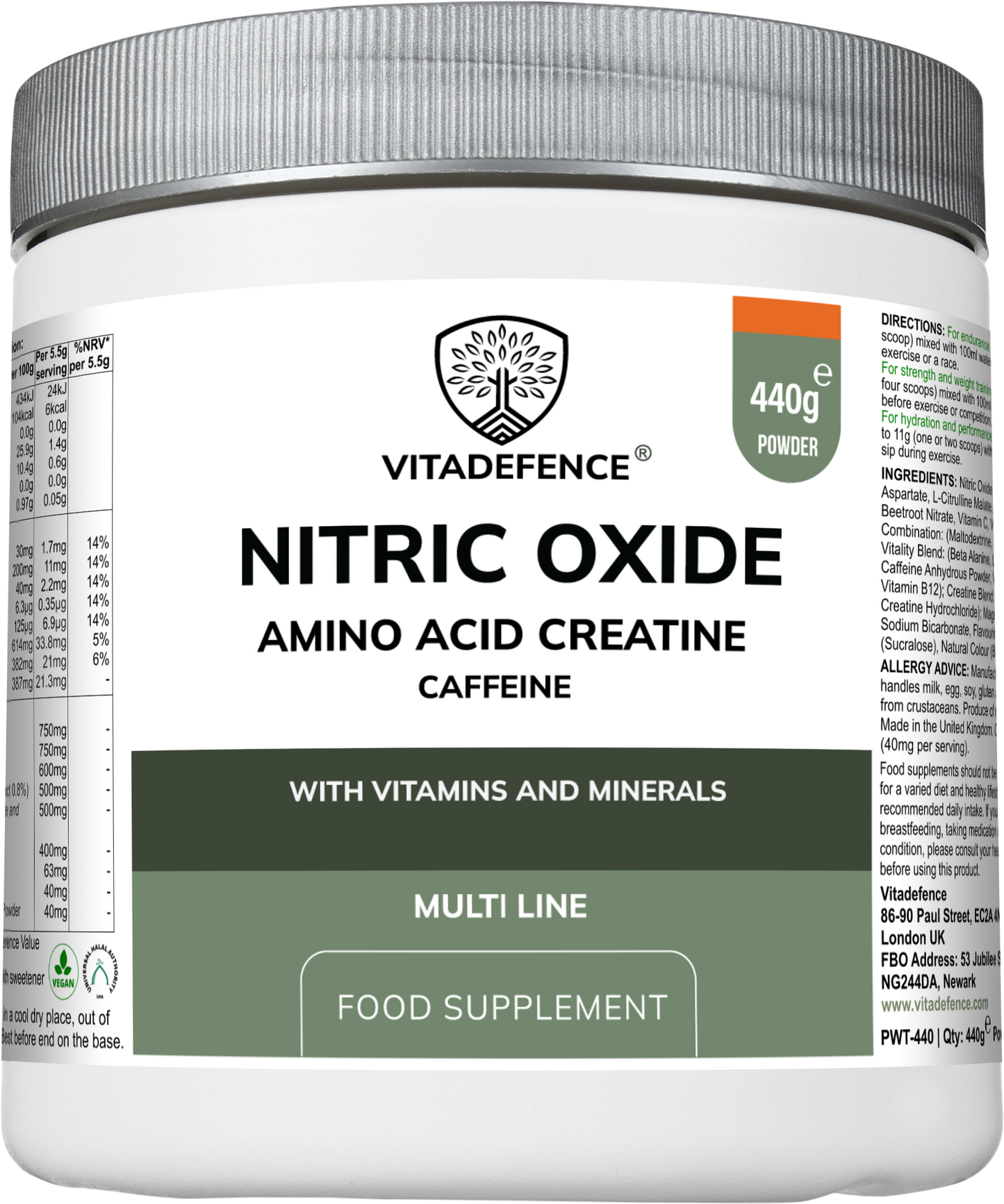 Vitadefence® Nitric Oxide Multi | L-Arginine, L-Citrulline & Beetroot – 60 Capsules