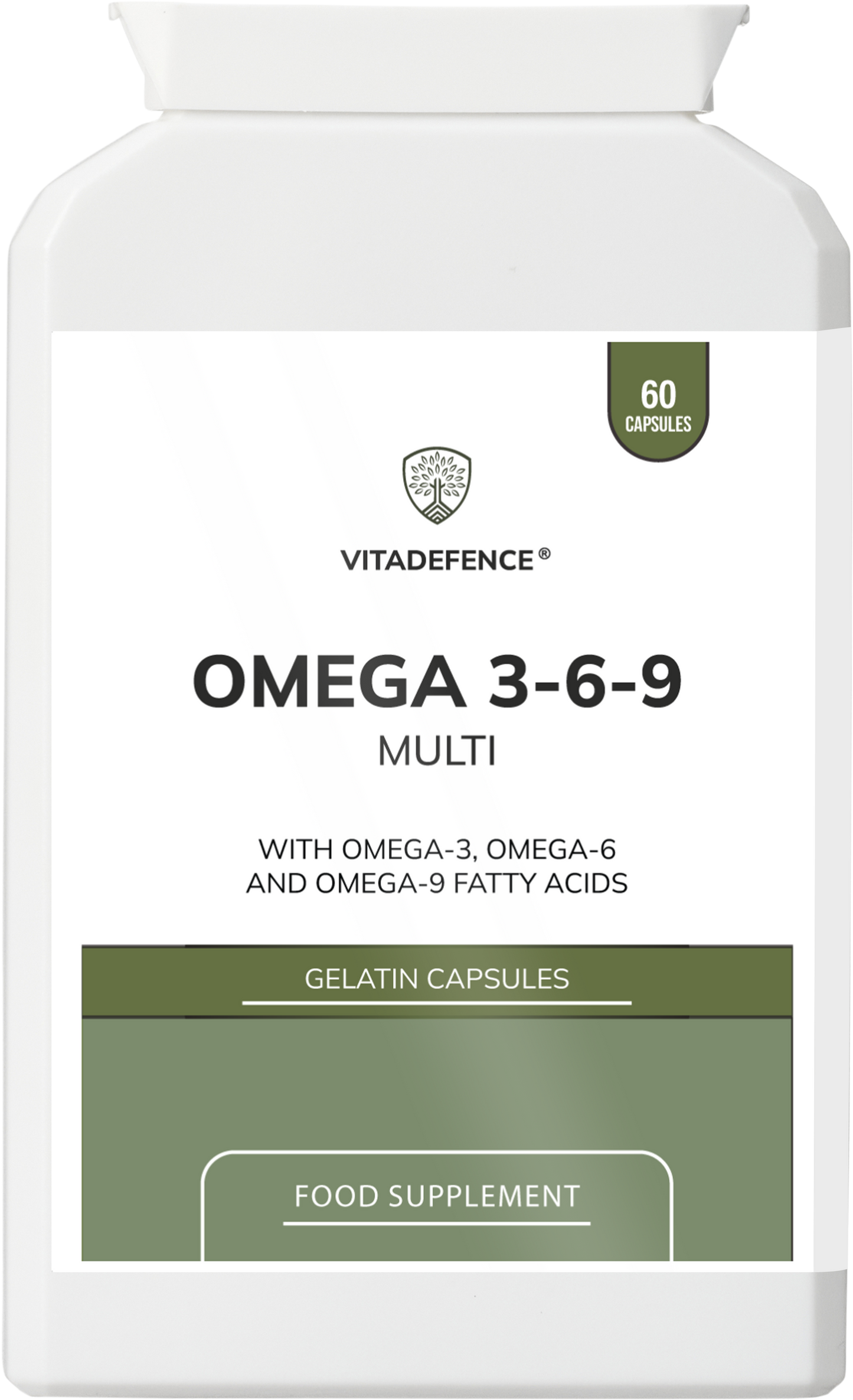 Vitadefence® Omega 3-6-9 Multi | With Fish Oil, Flaxseed, Sunflower Oil & Vitamin E – 60 Gelatin Capsules