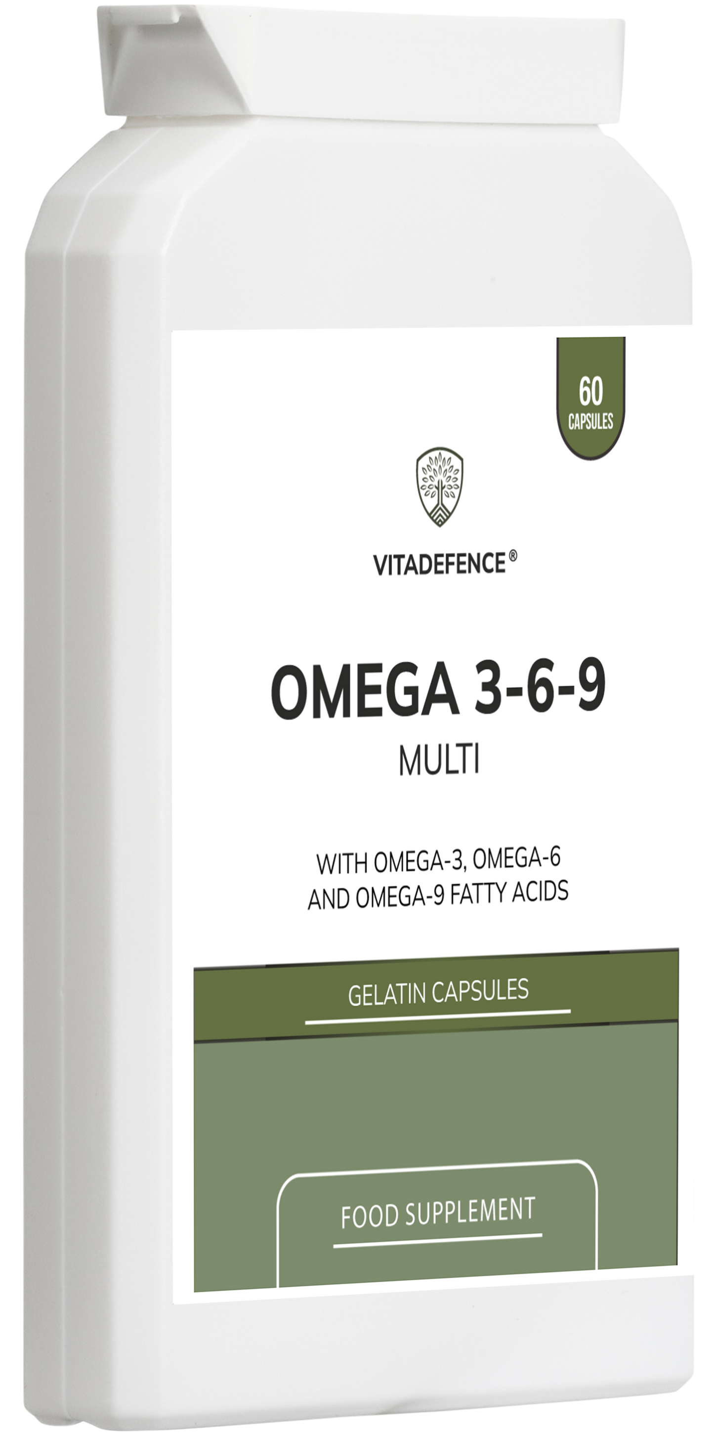 Vitadefence® Omega 3-6-9 Multi | With Fish Oil, Flaxseed, Sunflower Oil & Vitamin E – 60 Gelatin Capsules