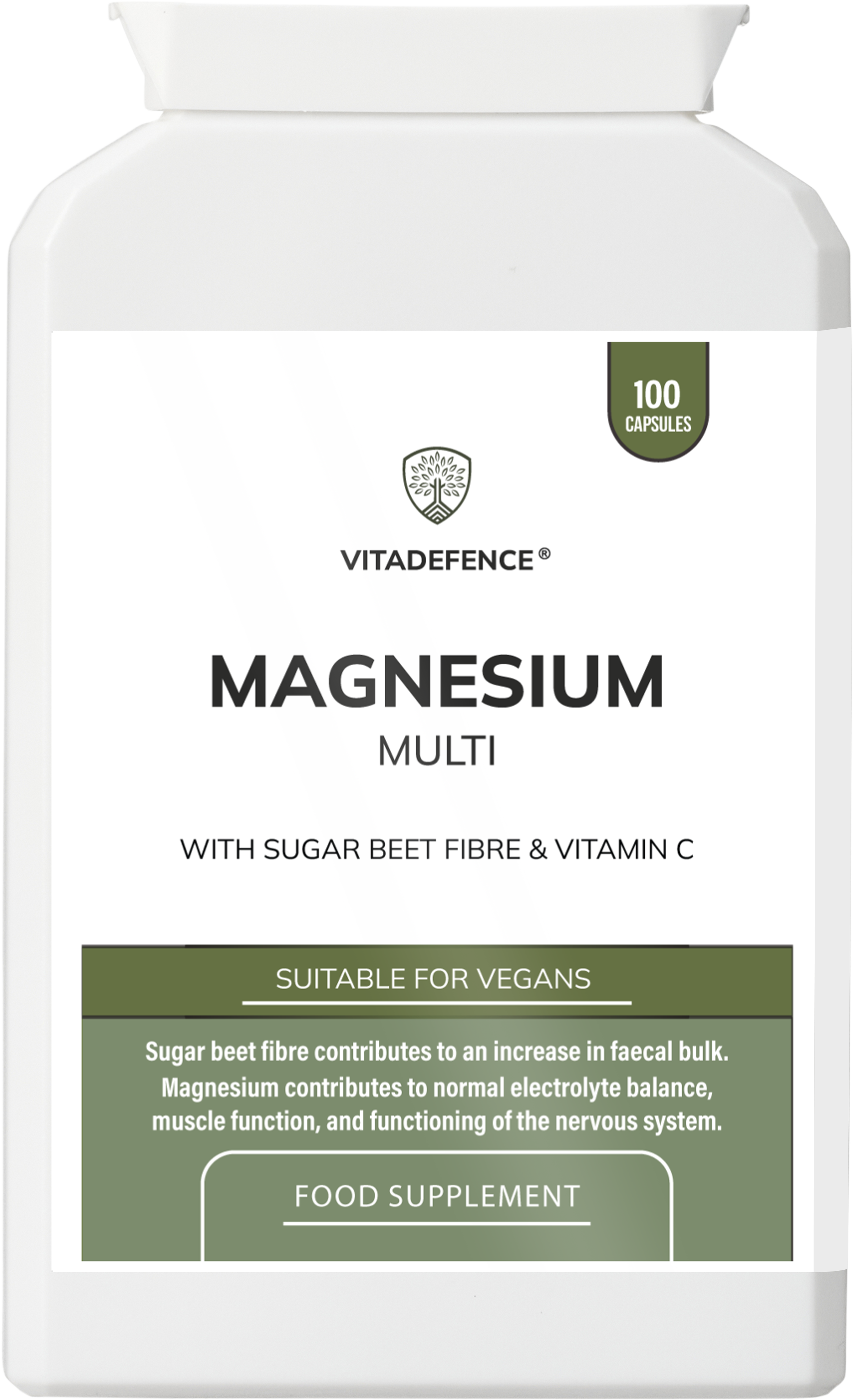Vitadefence® Magnesium Multi | With Vitamin C & Sugar Beet Fibre – 100 Vegan Capsules